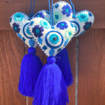 Load image into Gallery viewer, Evil eye heart embroidered tassel
